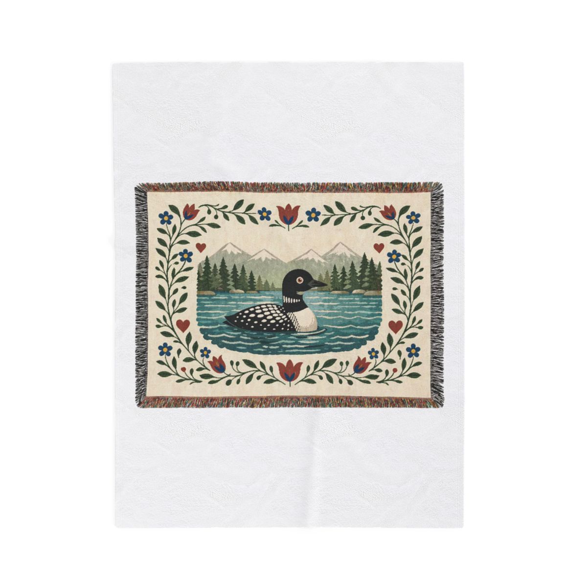 Serene Loon Lake Woven Throw Blanket - Official Creator merchandise
