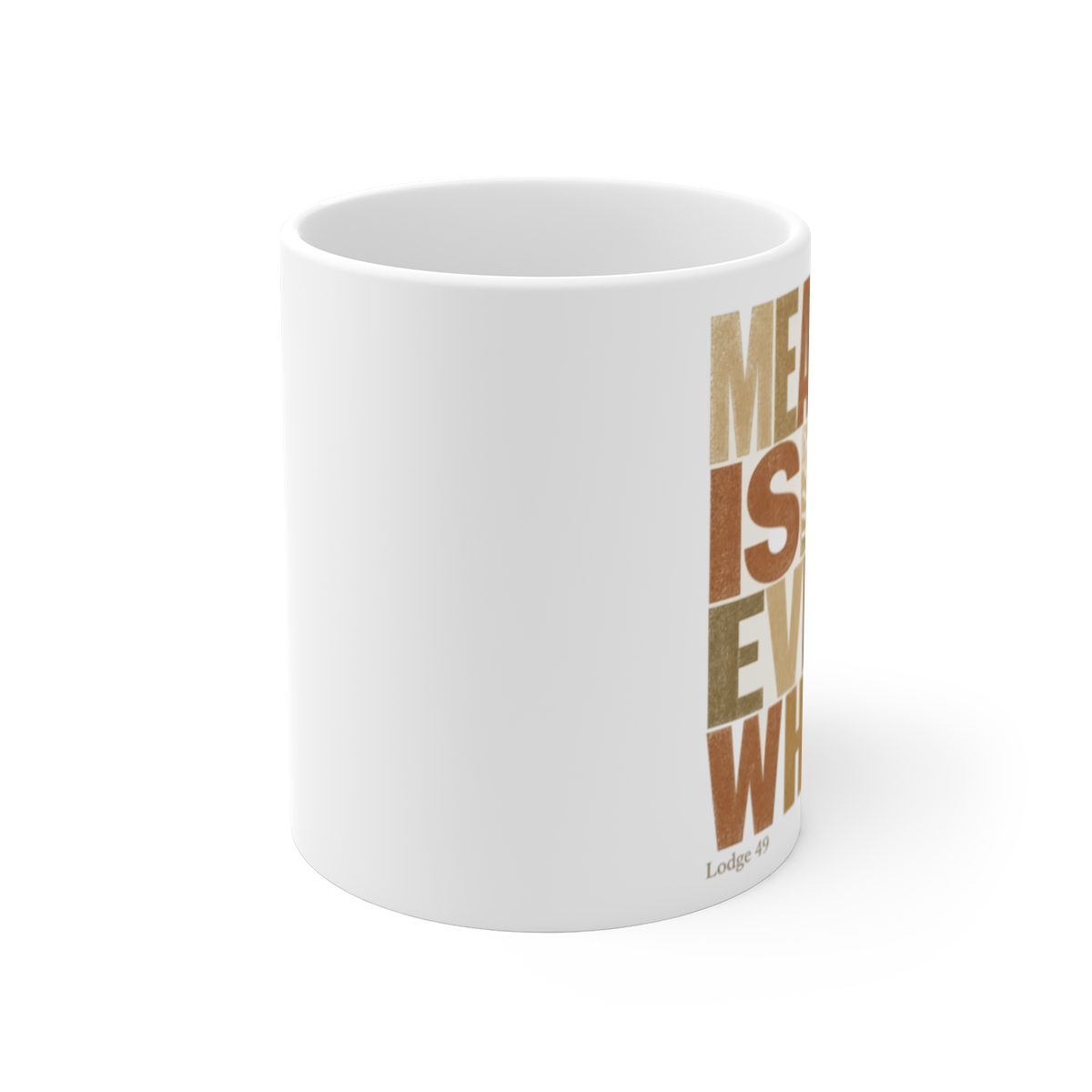 Lodge 49 "Meaning is everywhere" White Mug - alternate angle 1, merchandise